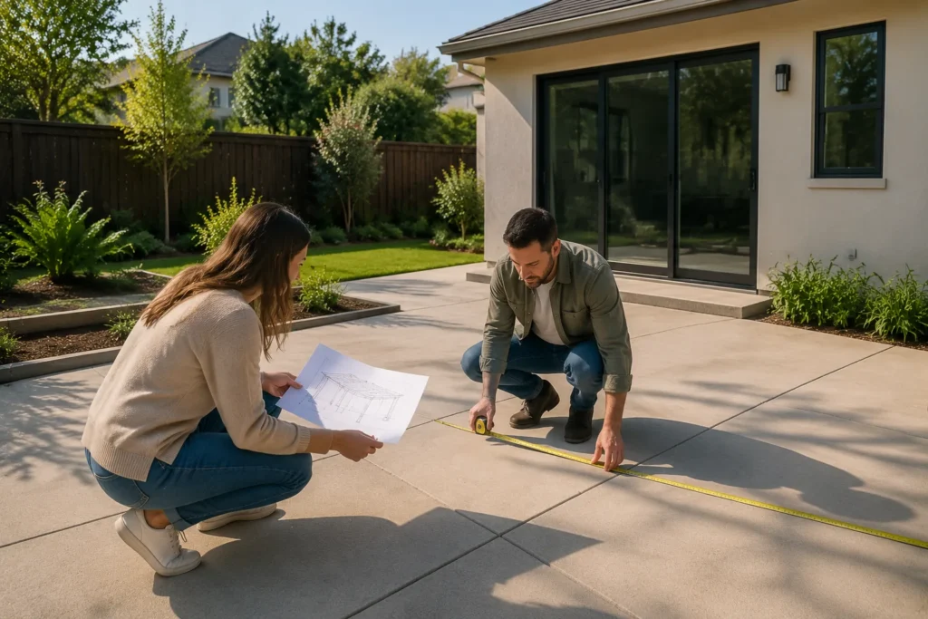 Measuring a backyard area for a custom pergola